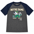 Youth Notre Dame Fighting Irish Graphite/Navy Heatgear Performance T-Shirt product image 1, provided for visual reference
