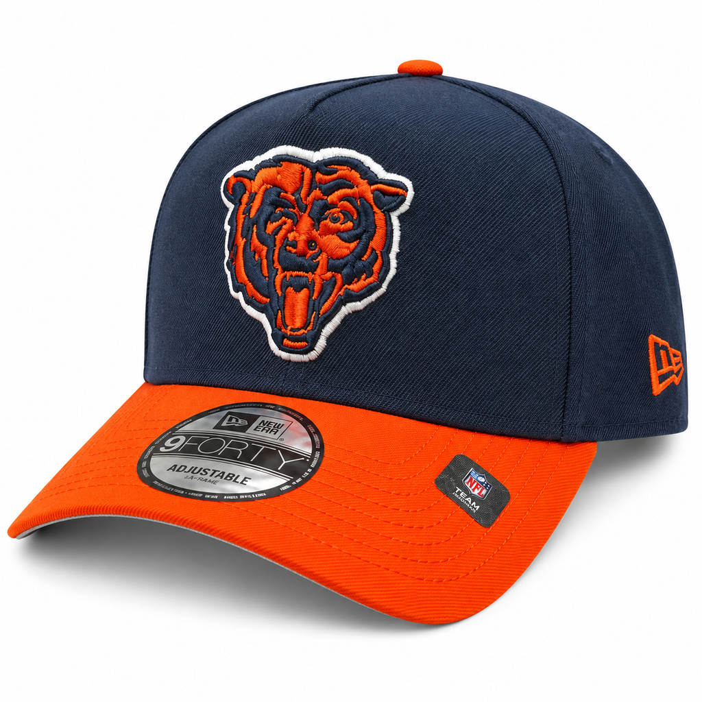 Chicago Bears New Era Navy Nightshift A-Frame 9FORTY Adjustable Hat product image 3, provided for visual reference and