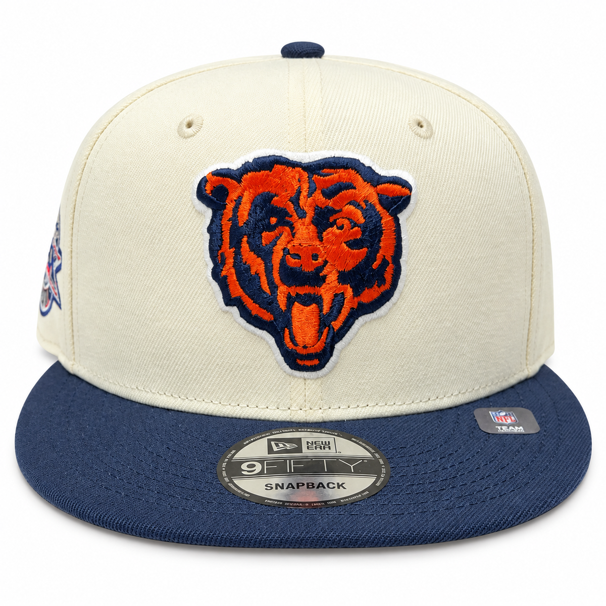 Chicago Bears New Era Cream/Navy Primary Logo 9FIFTY Snapback Hat for Men product image 2, provided for visual reference and