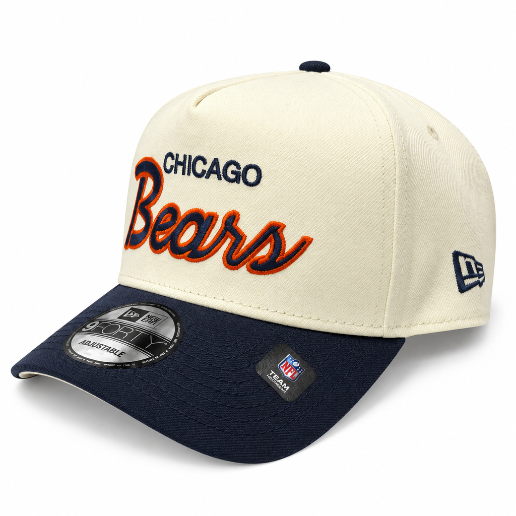 Chicago Bears New Era Script Chrome A-Frame 9FIFTY Snapback Adjustable Hat for Men product image 3, provided for visual