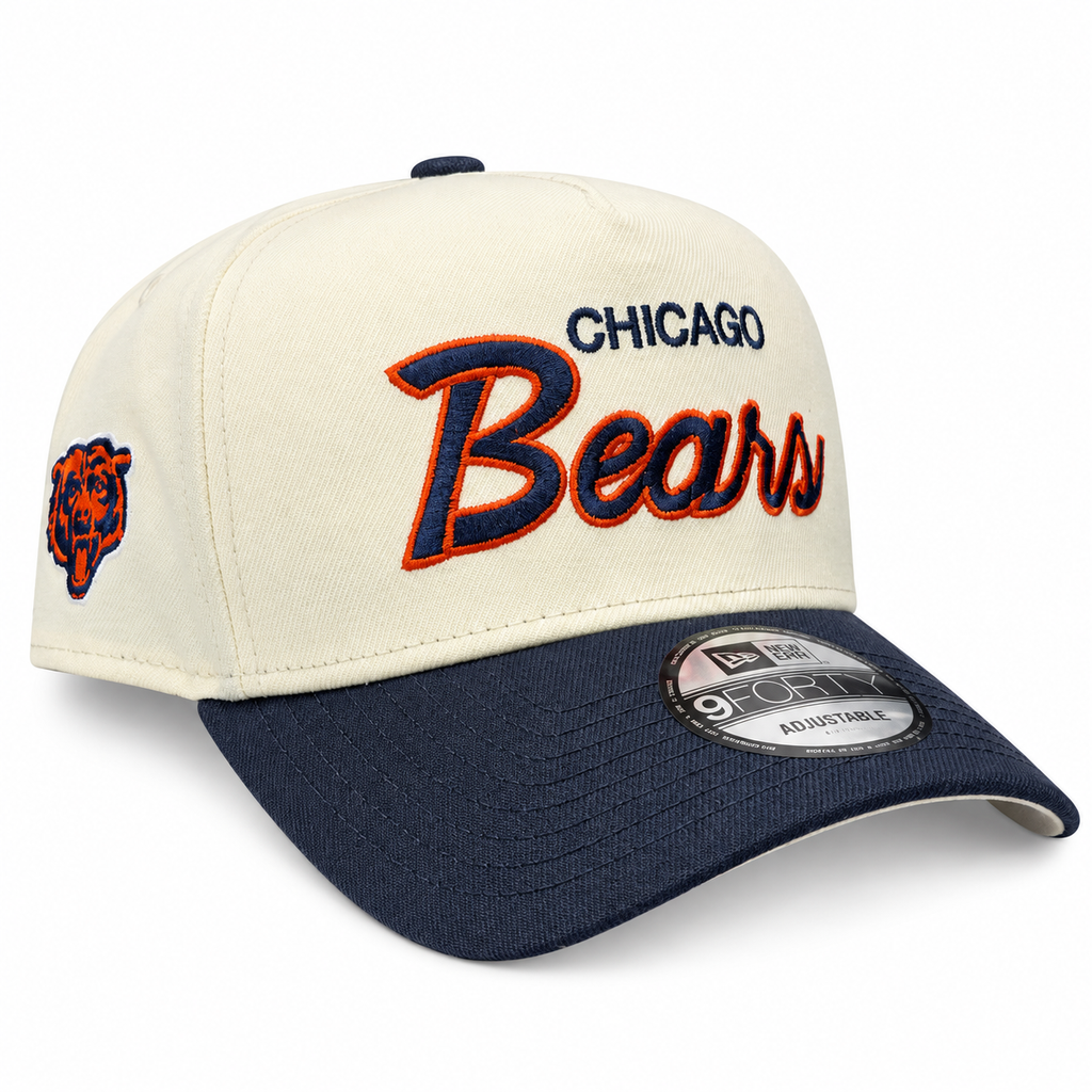 Chicago Bears New Era Script Chrome A-Frame 9FIFTY Snapback Adjustable Hat for Men product image 1, provided for visual
