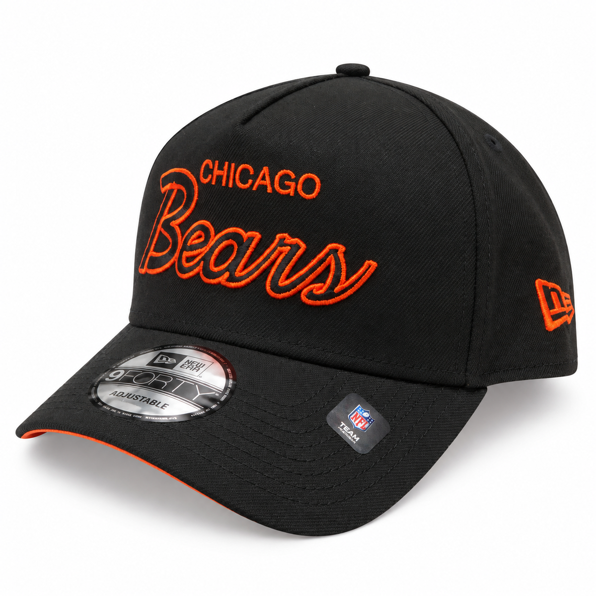 Chicago Bears New Era Black Script A-Frame 9FORTY Adjustable Hat product image 3, provided for visual reference and product
