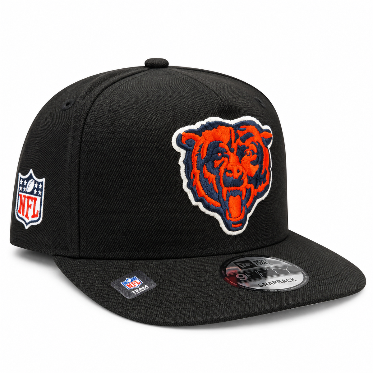 Chicago Bears New Era Black Primary Logo A-Frame 9FIFTY Snapback Hat for Men product image 1, provided for visual reference