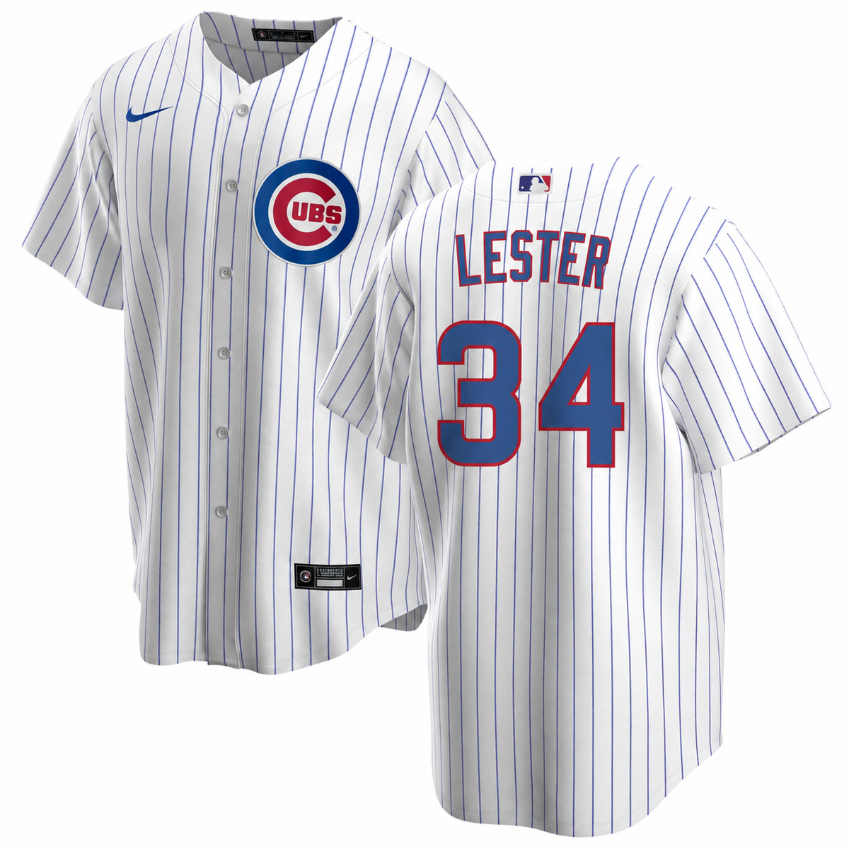 NIKE Men Chicago Cubs Jon Lester Premium Twill White Home Replica Jersey product image 1, provided for visual reference and