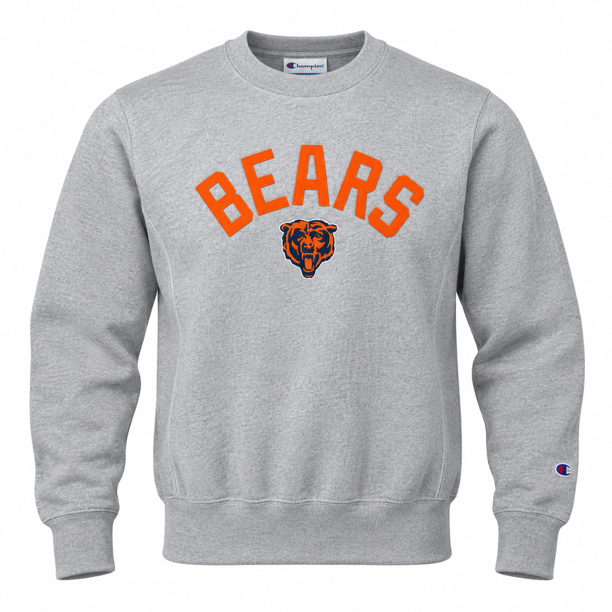 Chicago Bears Oxford Gray Champion Reverse Weave Fleece Crew for Men product image 1, provided for visual reference and