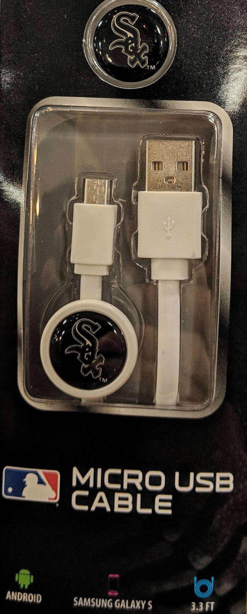Mizco MLB Chicago White Sox Micro USB to USB Charge and Sync Cable product image 1, provided for visual reference and