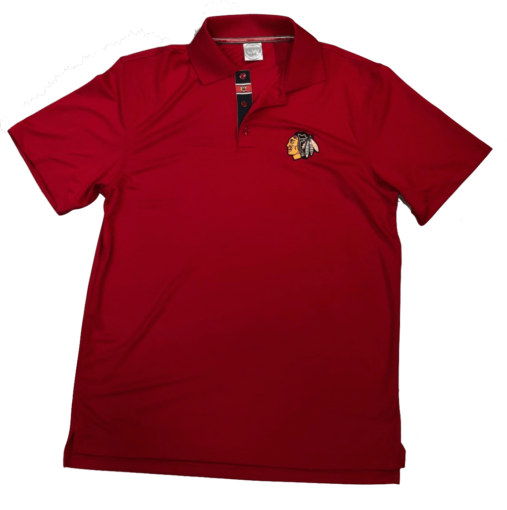 Chicago Blackhawks Evolve Polo By Levelwear-Red product image 1, provided for visual reference and product detail review