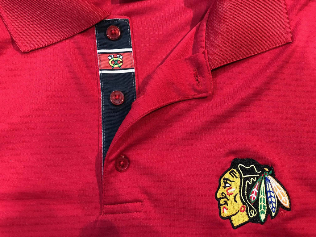 Chicago Blackhawks Evolve Polo By Levelwear-Red product image 2, provided for visual reference and product detail review