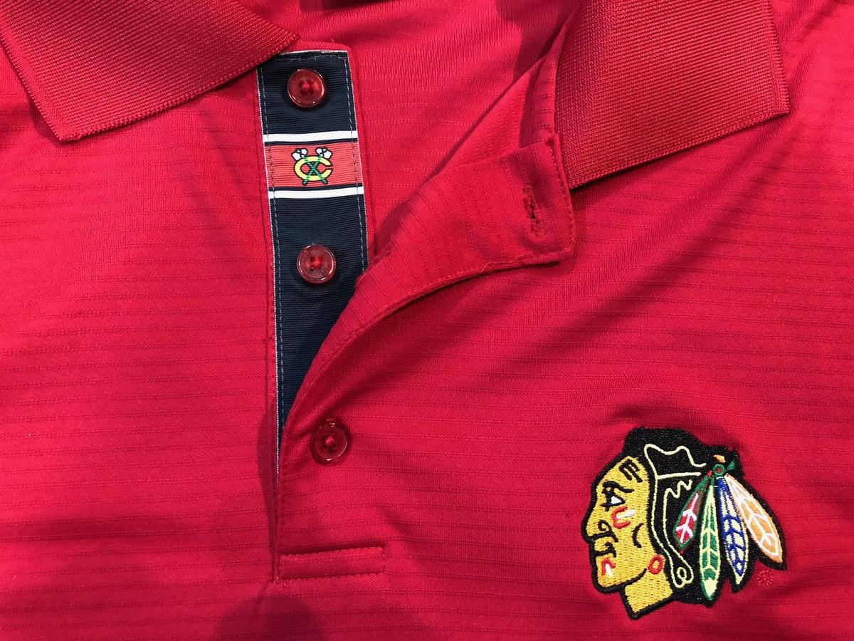 Chicago Blackhawks Evolve Polo By Levelwear-Red product image 2, provided for visual reference and product detail review
