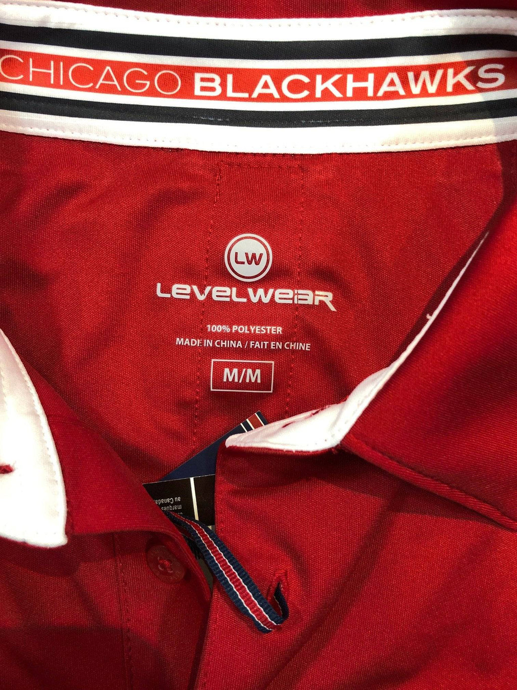 Chicago Blackhawks RPM Back Stripe Polo By Levelwear-Red product image 2, provided for visual reference and product detail