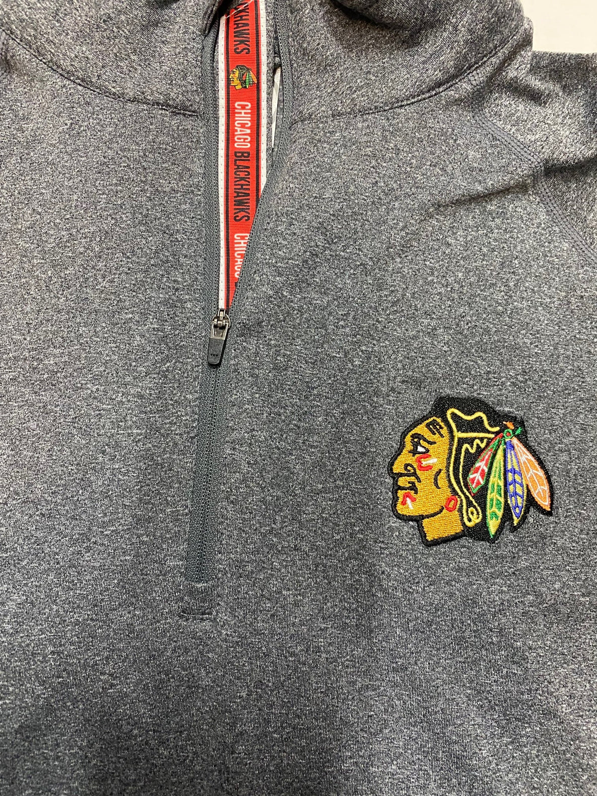 Chicago Blackhawks Gray Metro Team Text 1/4 Track Jacket By Levelwear for Men product image 2, provided for visual reference