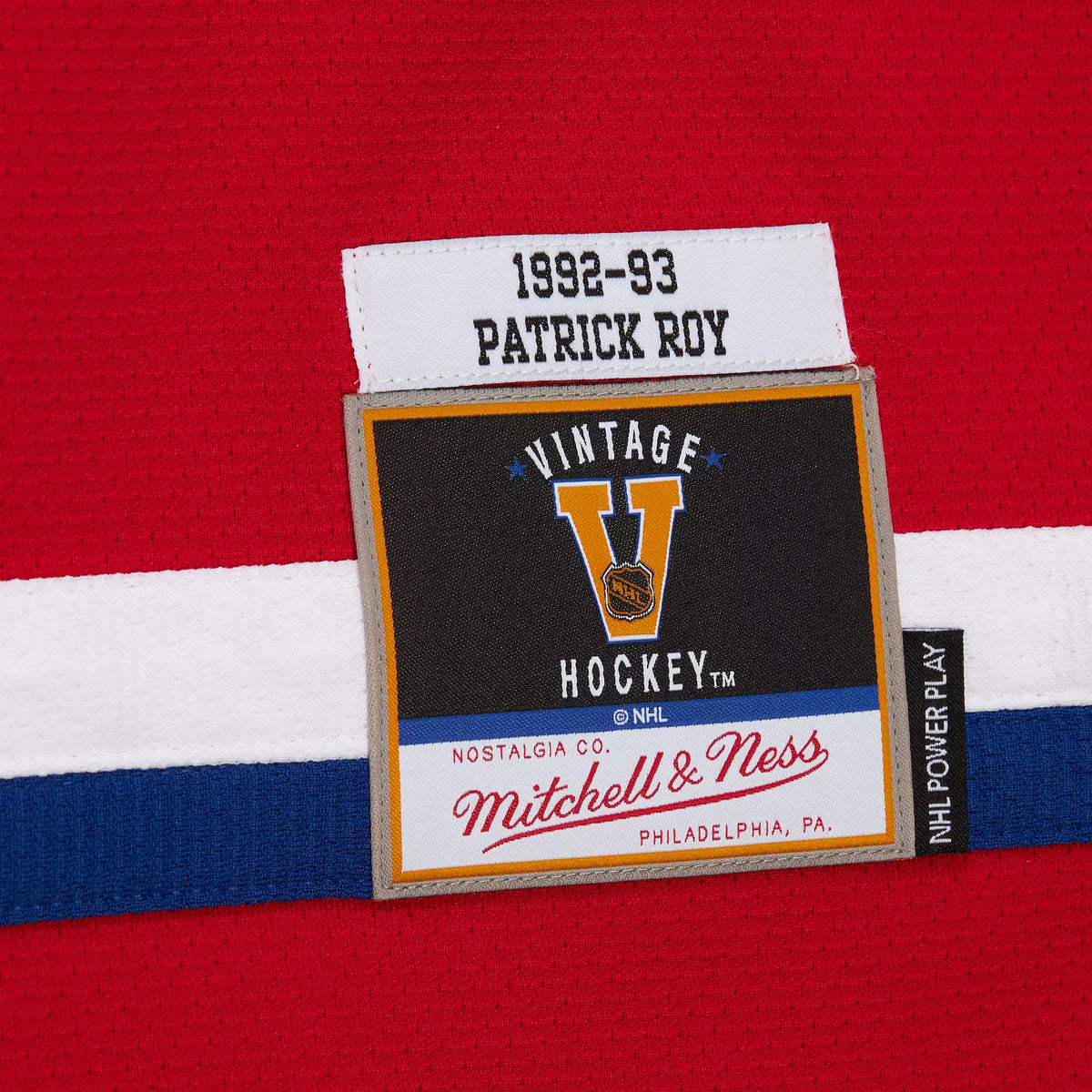 Mitchell & Ness Men Montreal Canadiens Patrick Roy #33 1992 Red Power Play Vintage Replica Jersey product image 6, provided