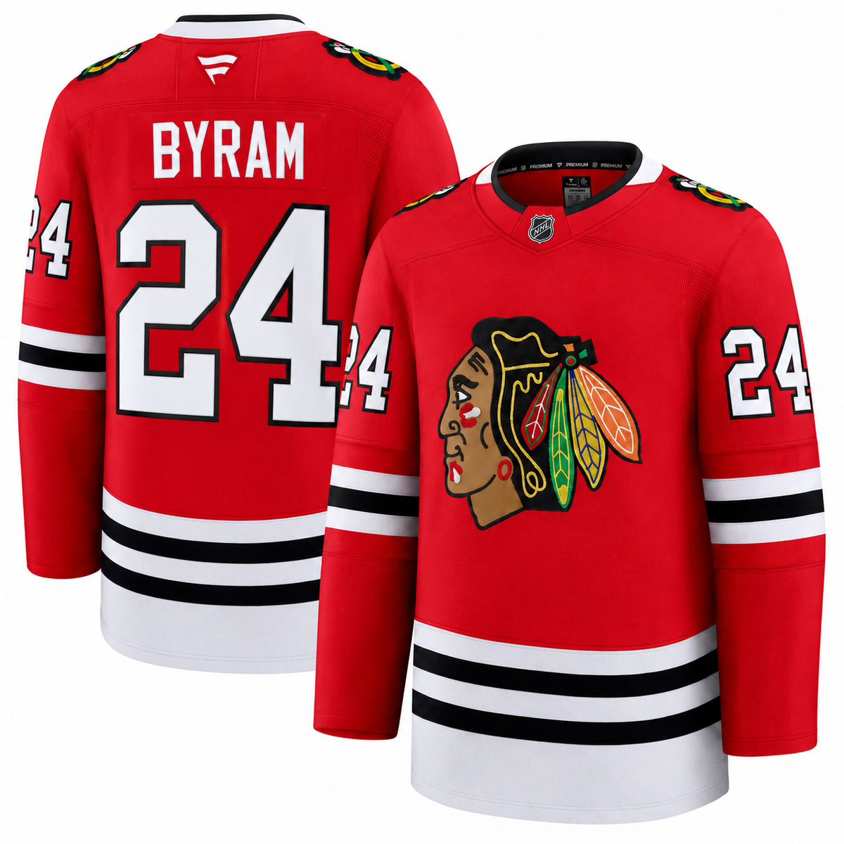 Bowen Byram Chicago Blackhawks Fanatics Red Home Authentic Premium Jersey for Men product image 1, provided for visual