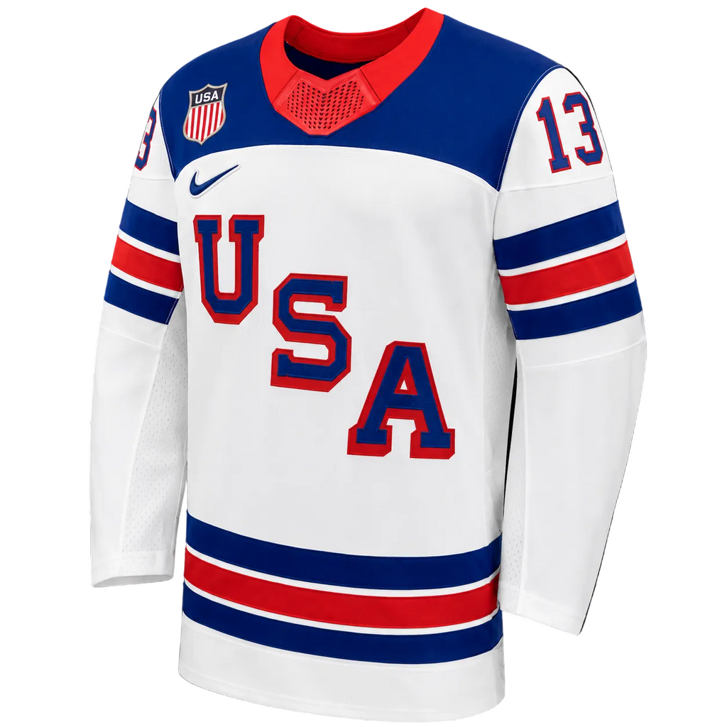 Team USA Hockey Nike Johnny Gaudreau #13 White Replica Jersey for Men product image 2, provided for visual reference and