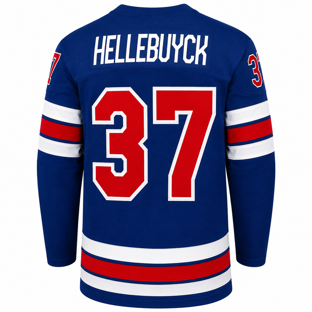 Youth Team USA Hockey Nike Connor Hellebuyck #37 Blue Replica Jersey product image 2, provided for visual reference and