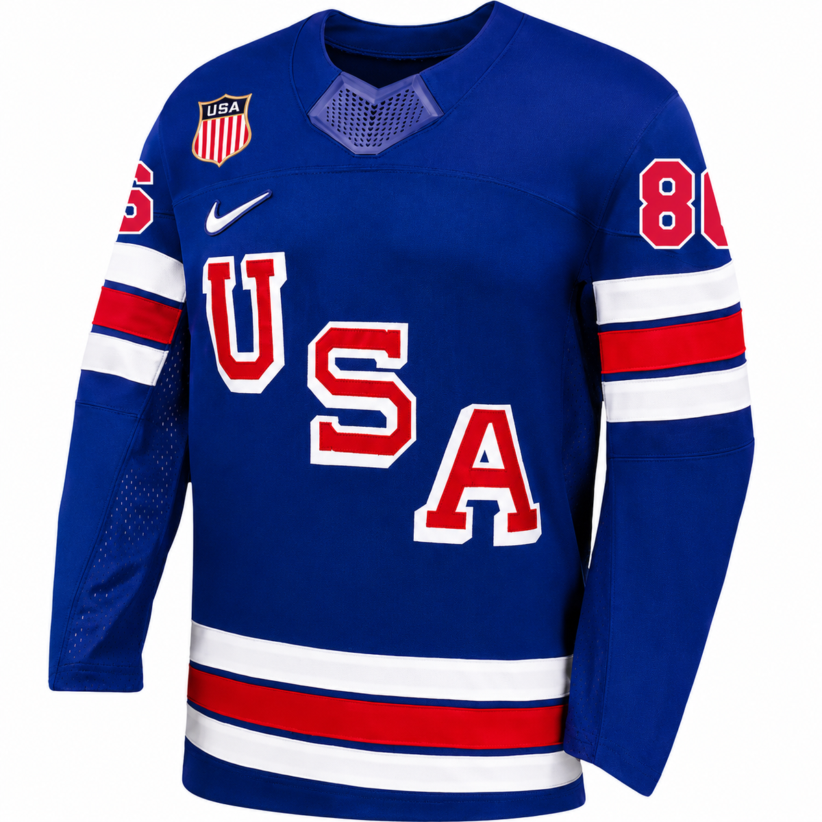 Team USA Hockey Nike Jack Hughes #86 Blue Replica Jersey for Men product image 3, provided for visual reference and product