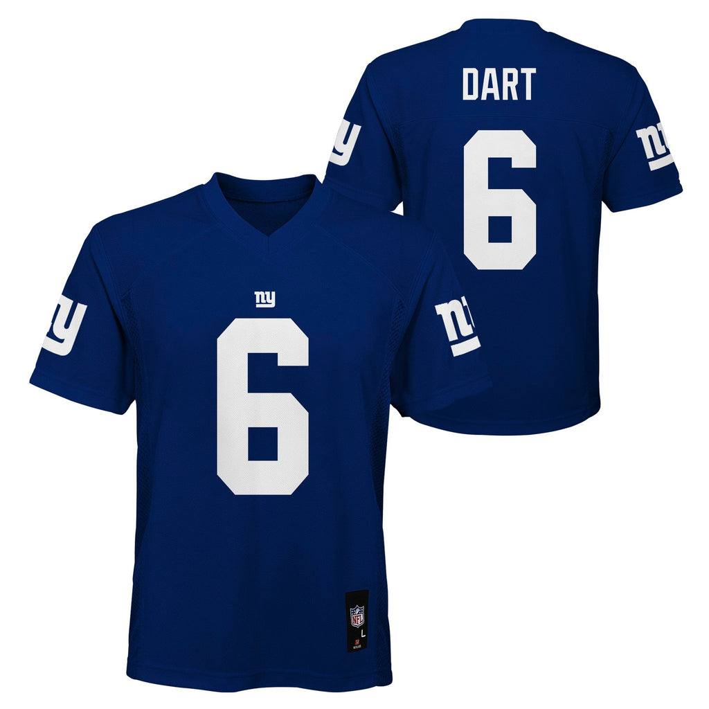 Youth New York Giants Jaxson Dart Royal Blue Mid-Tier Player Jersey product image 1, provided for visual reference and