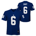 Youth New York Giants Jaxson Dart Royal Blue Mid-Tier Player Jersey product image 1, provided for visual reference and