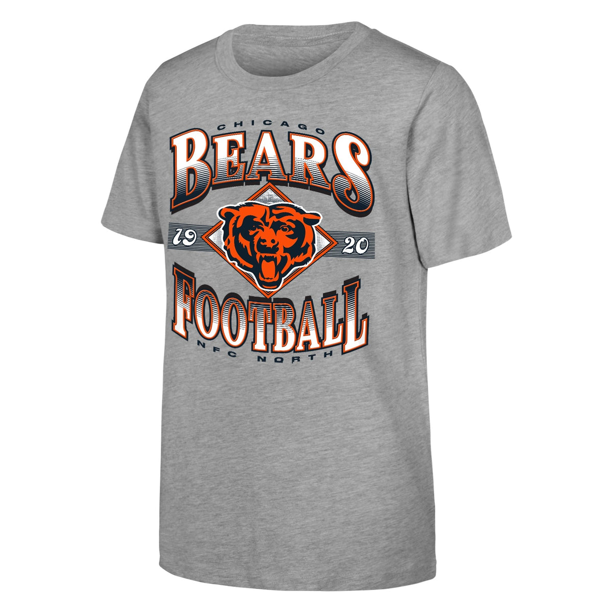 Youth Chicago Bears Of Days Past Grey T-Shirt product image 1, provided for visual reference and product detail review