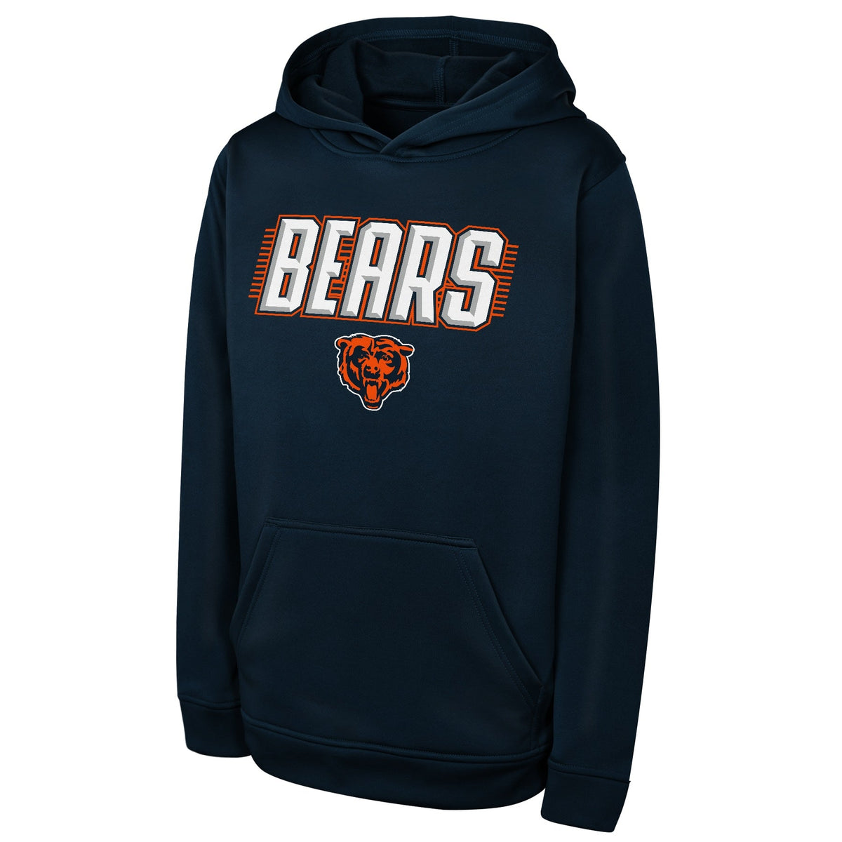Chicago Bears Youth Sack Party PO Performance Navy Hoodie product image 1, provided for visual reference and product detail