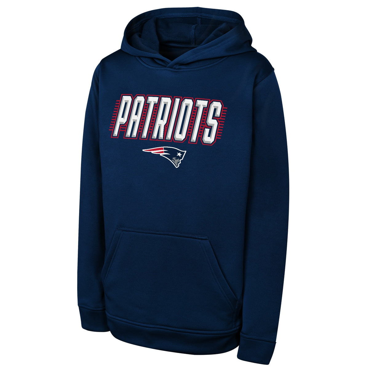 New England Patriots Youth Sack Party PO Performance Navy Hoodie product image 1, provided for visual reference and product