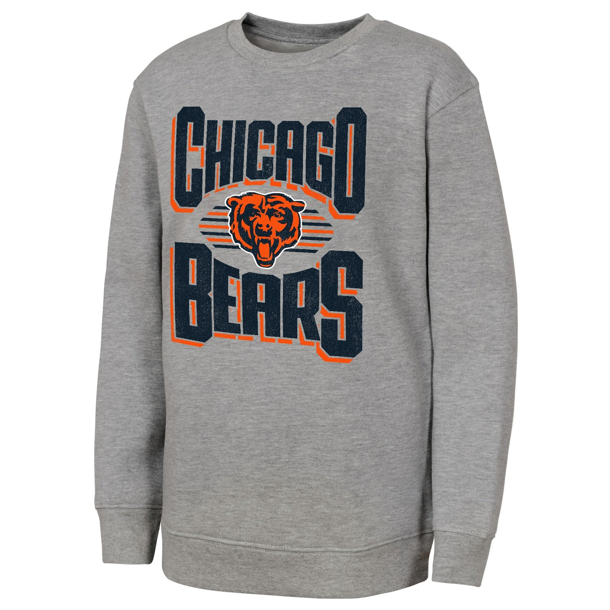 Youth Chicago Bears Grey Jetstream PO Crew Sweatshirt product image 1, provided for visual reference and product detail
