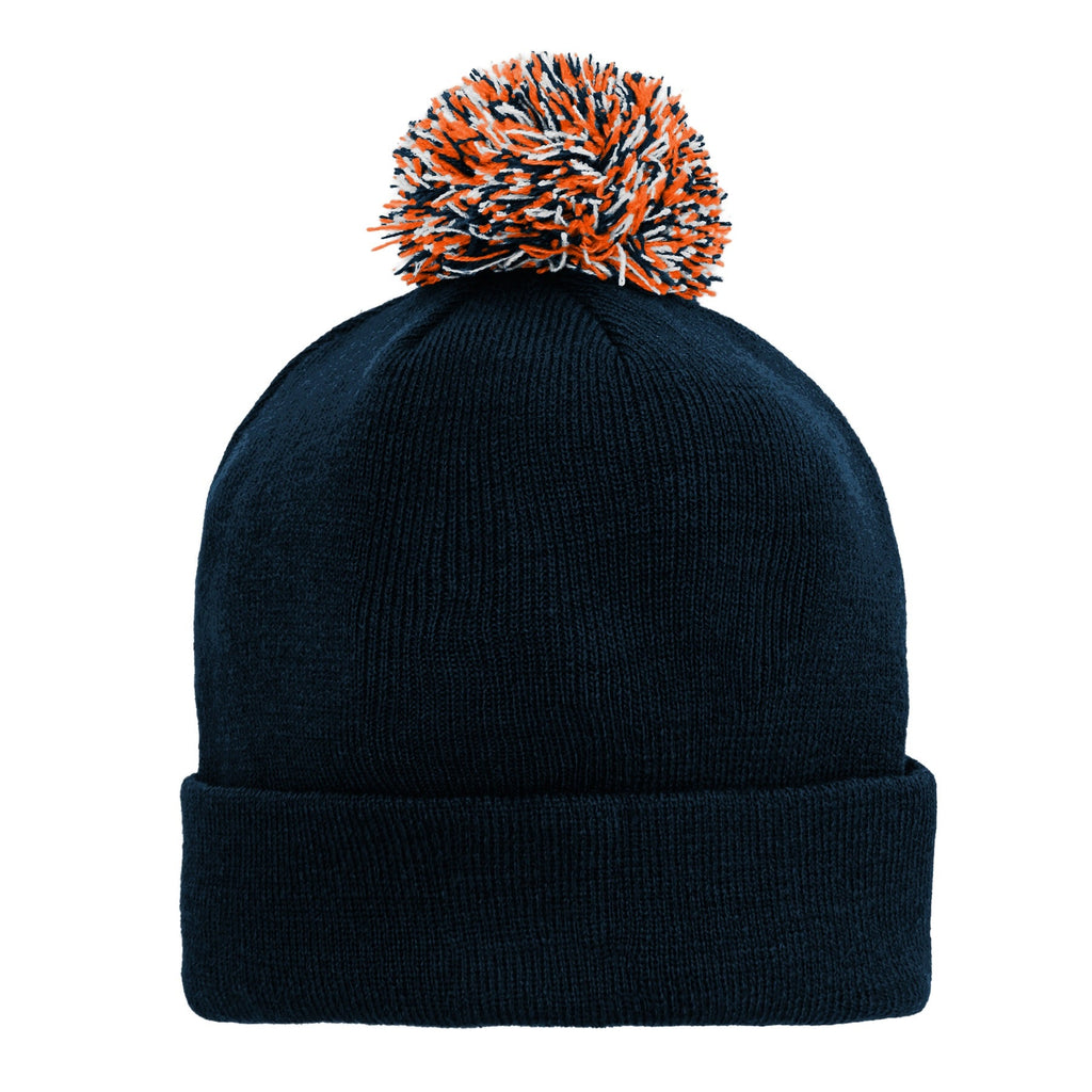 Youth Chicago Bears Jacquard Cuffed Knit Hat with Pom product image 3, provided for visual reference and product detail