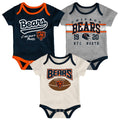Newborn/Infant Chicago Bears 3 Piece Short Sleeve Creeper Set product image 1, provided for visual reference and product