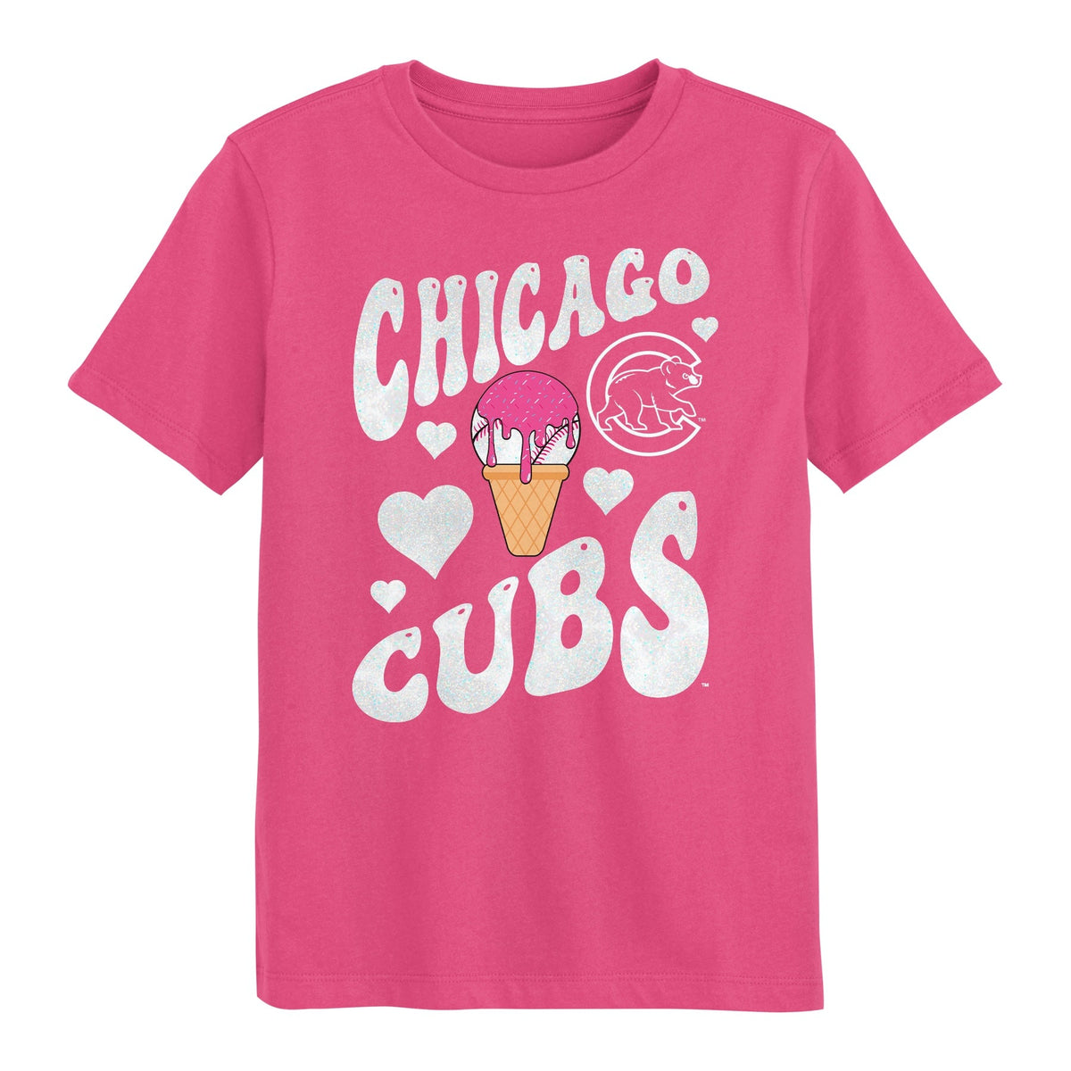 Child Chicago Cubs Pink Ice Cream Cone T-Shirt product image 1, provided for visual reference and product detail review