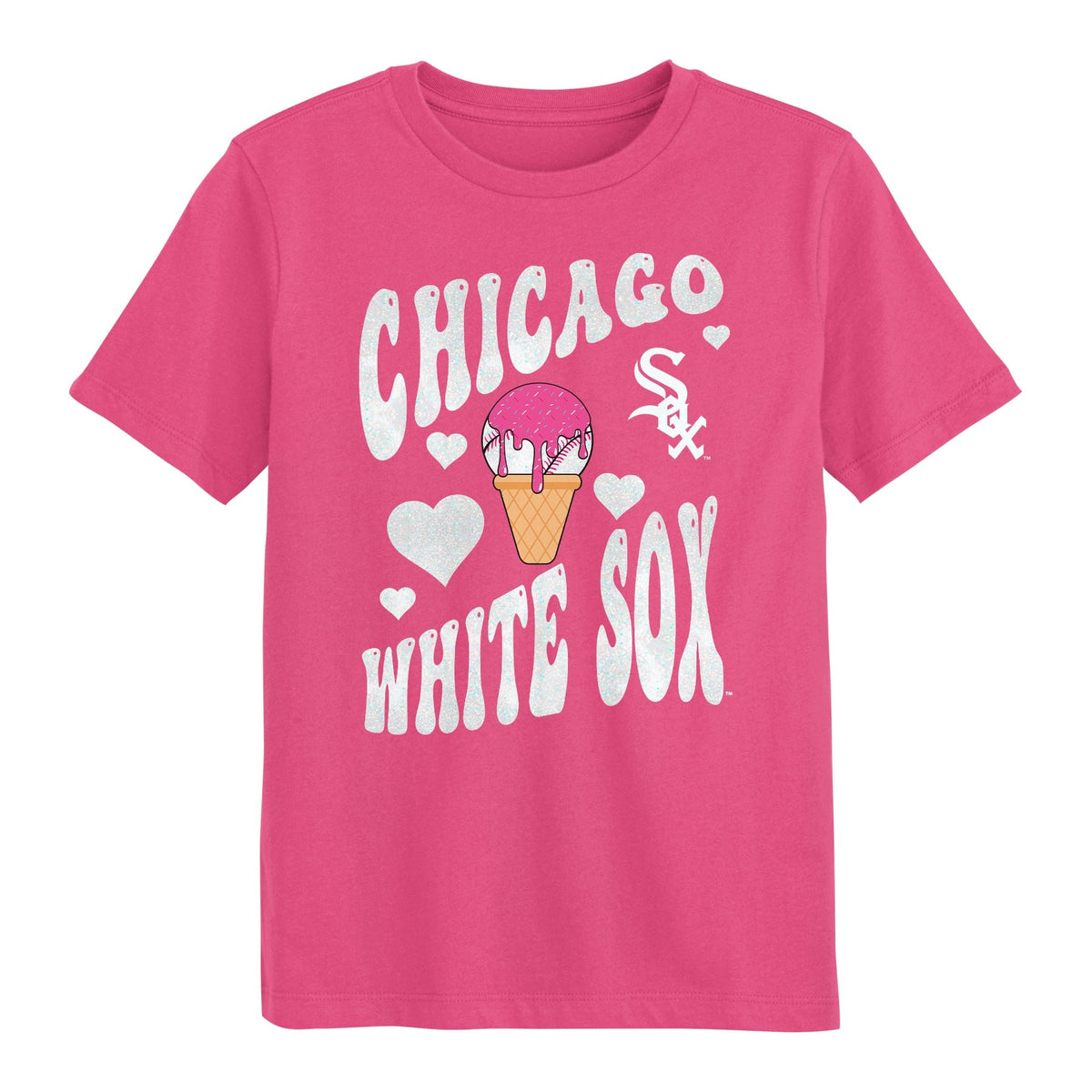 Child Chicago White Sox Pink Ice Cream Cone T-Shirt product image 1, provided for visual reference and product detail review