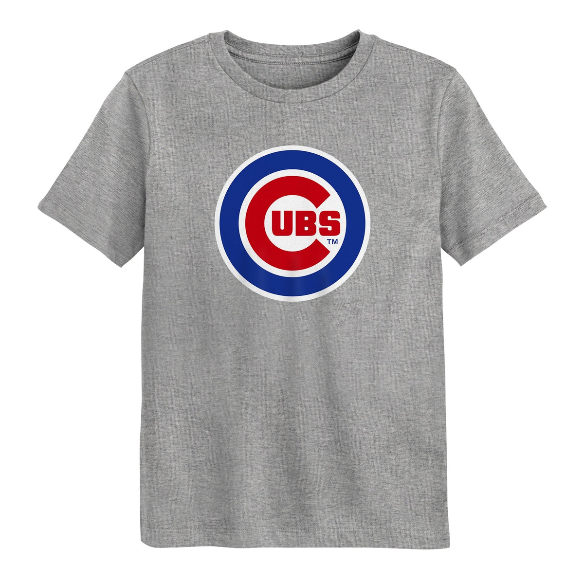 Child Chicago Cubs Primary Logo Heather Gray Short Sleeve T-Shirt product image 1, provided for visual reference and product