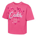 Youth Girls Chicago Cubs Pink Play Boxy T-Shirt product image 1, provided for visual reference and product detail review