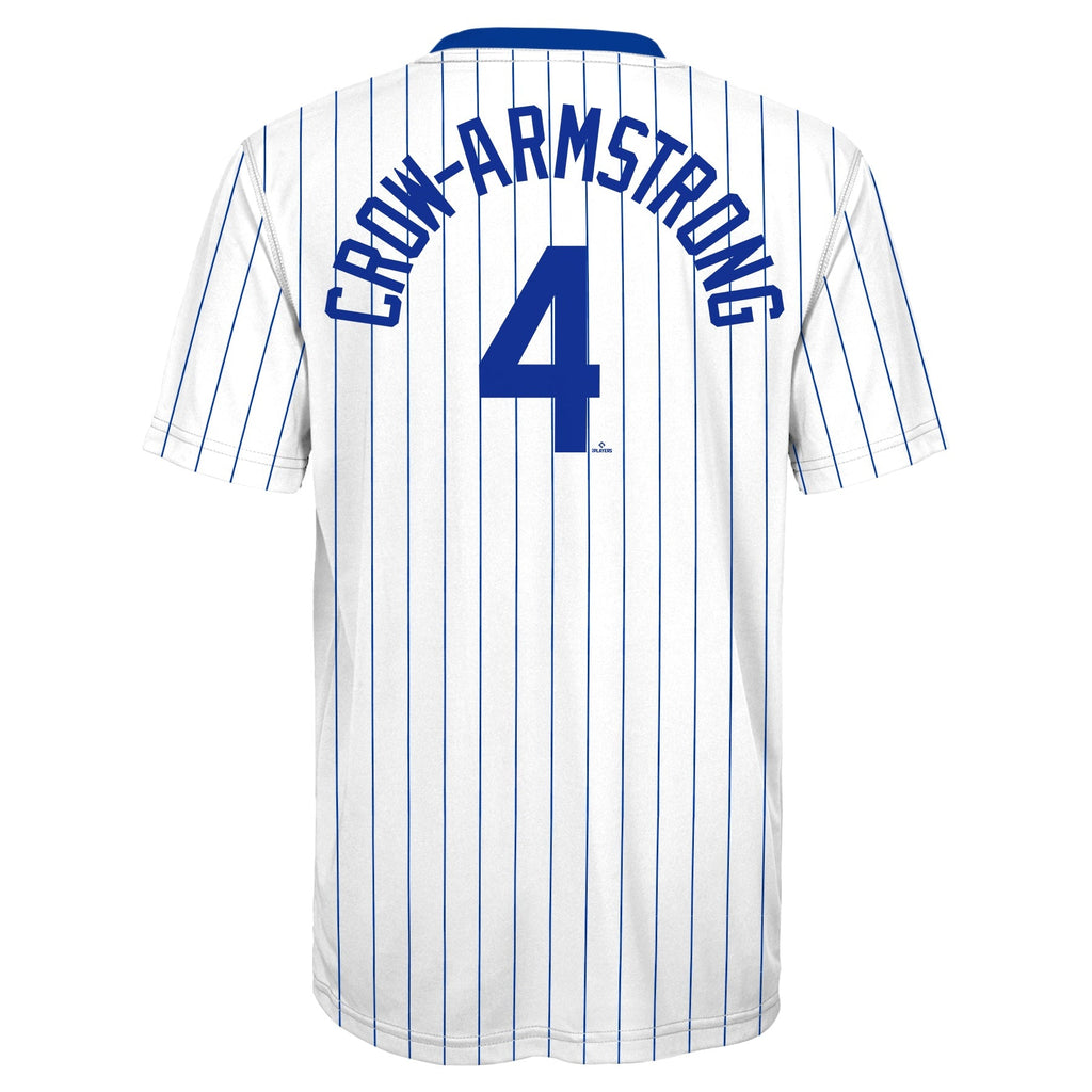 Chicago Cubs Pete Crow-Armstrong Child Home Pinstripes Player Sublimated Jersey Top product image 3, provided for visual