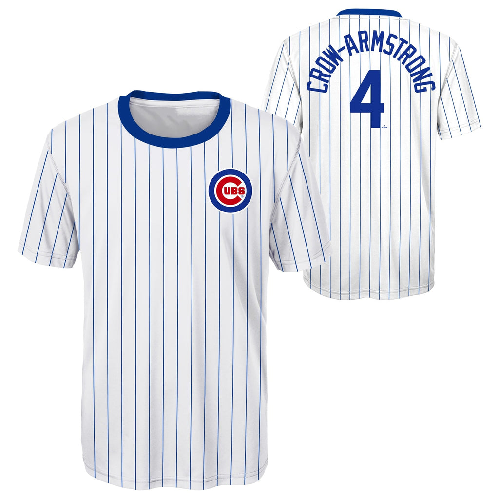 Chicago Cubs Pete Crow-Armstrong Child Home Pinstripes Player Sublimated Jersey Top product image 1, provided for visual