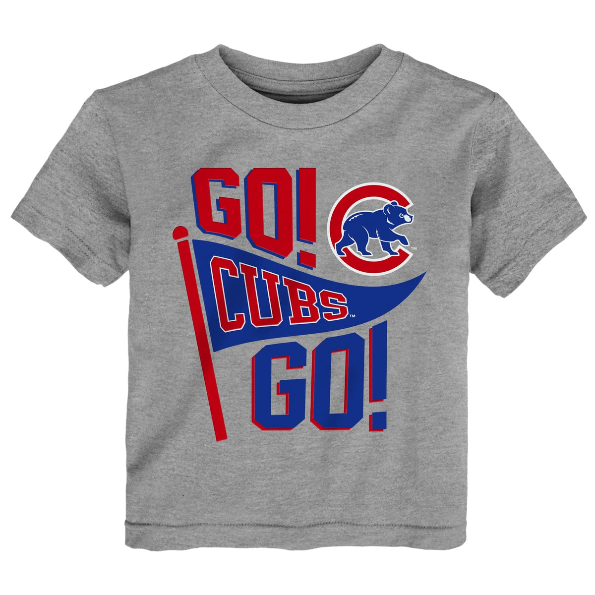 Toddler Chicago Cubs Heather Gray Go Cubs Go Short Sleeve T-Shirt product image 1, provided for visual reference and product