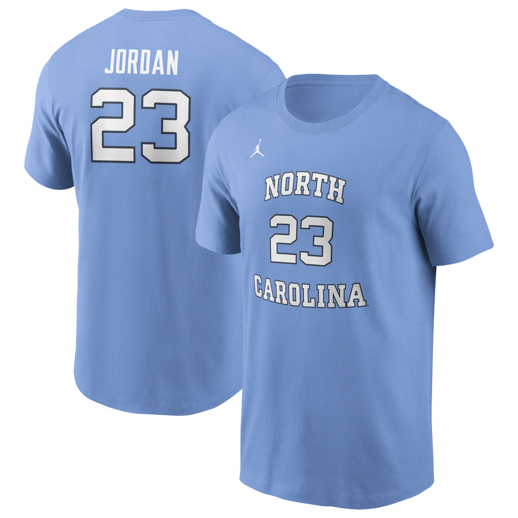Michael Jordan North Carolina Tar Heels Jumpman Carolina Blue Name & Number T-Shirt for Men product image 1, provided for