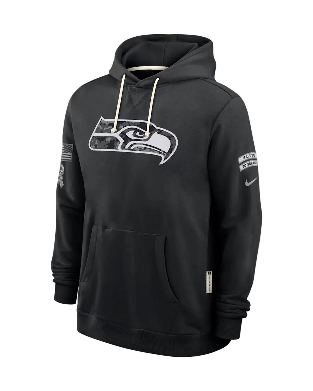 Mens Seattle Seahawks Nike 2026 Salute to Service Sideline Dri-FIT Pullover Hoodie - Black product image 1, provided for