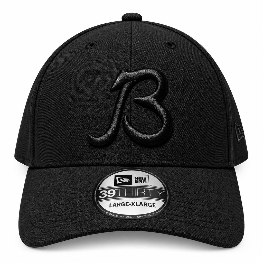 Chicago Bears New Era "B" Tonal Black 39THIRTY Flex Hat for Men product image 2, provided for visual reference and product