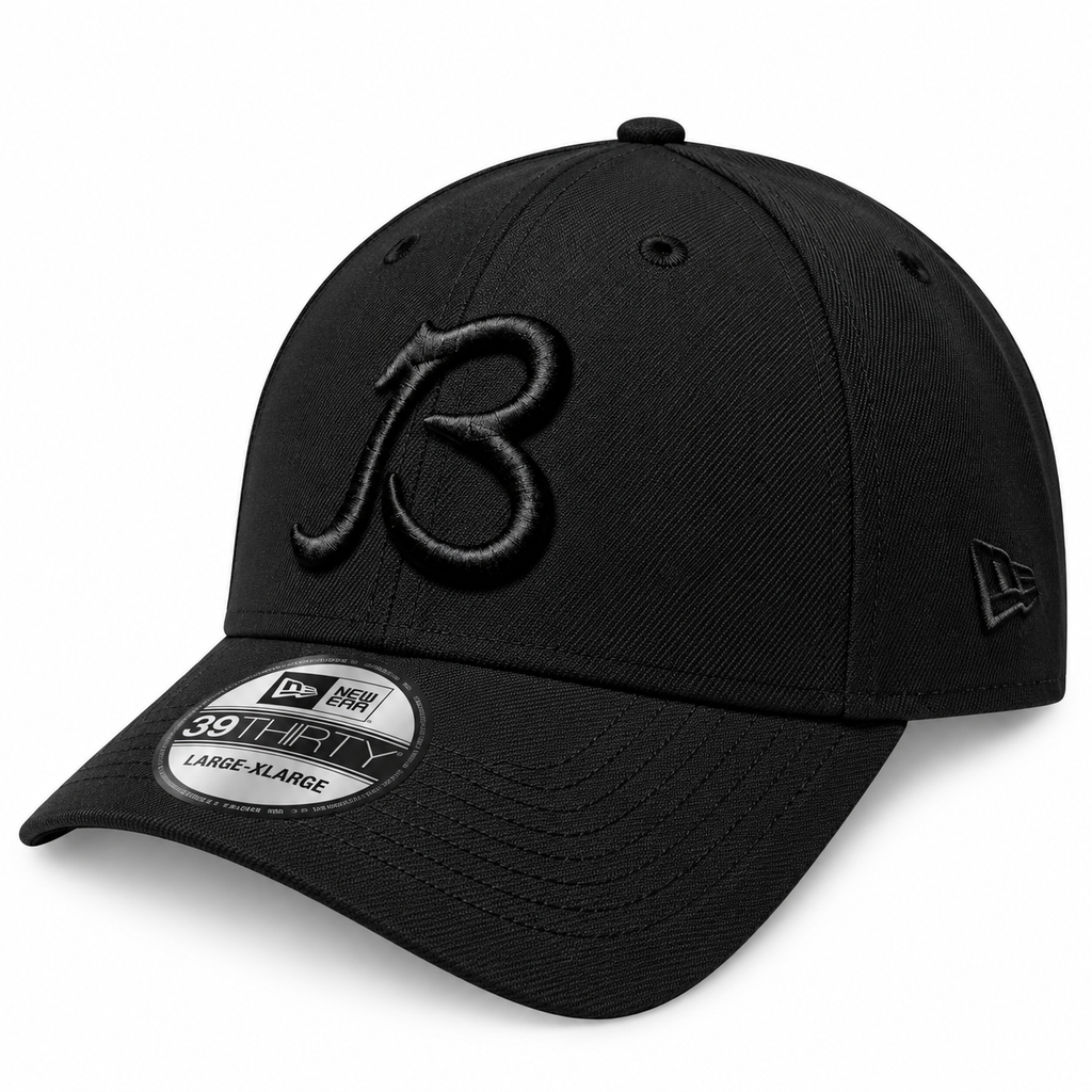 Chicago Bears New Era "B" Tonal Black 39THIRTY Flex Hat for Men product image 1, provided for visual reference and product