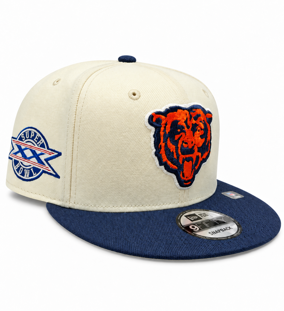 Chicago Bears New Era Cream/Navy Primary Logo 9FIFTY Snapback Hat for Men product image 1, provided for visual reference and