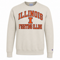 Illinois Fighting Illini Oatmeal Heather Champion Powerblend Fleece Crew for Men product image 1, provided for visual