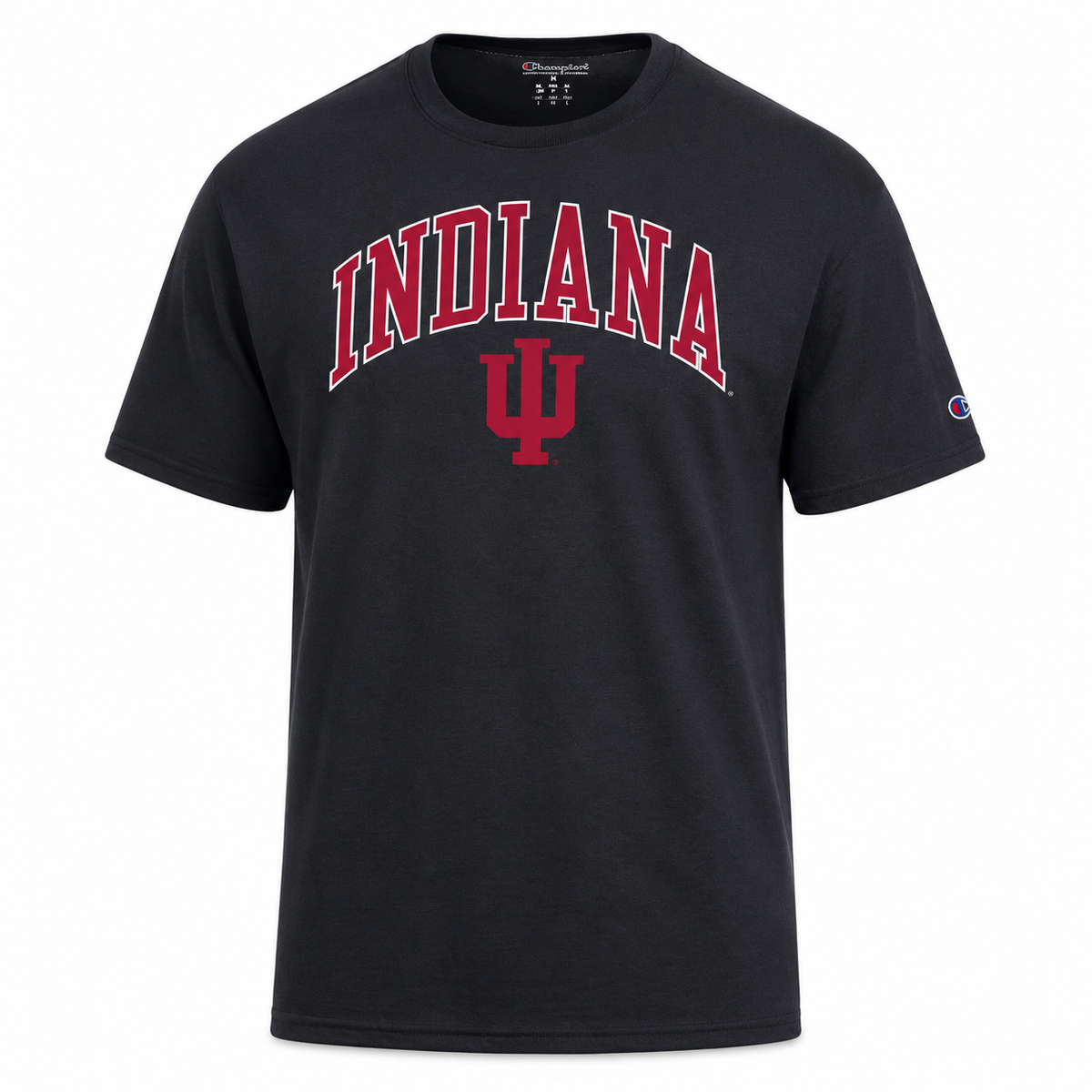 Indiana Hoosiers Black Champion T-shirt for Men product image 1, provided for visual reference and product detail review