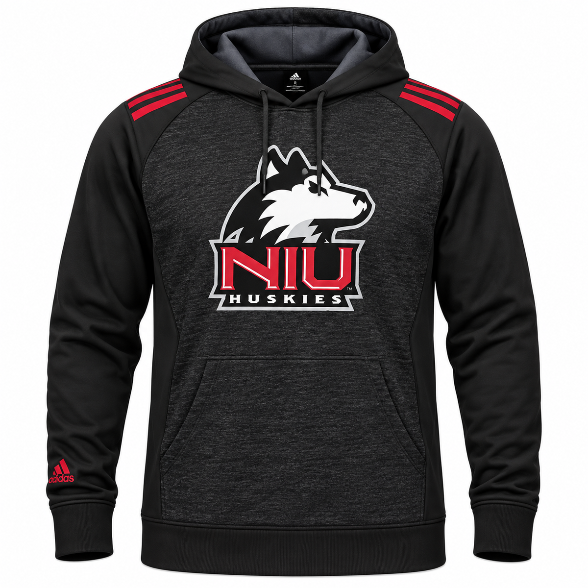 NCAA Northern Illinois Adidas Gray/Black Campus Hoodie for Men product image 1, provided for visual reference and product