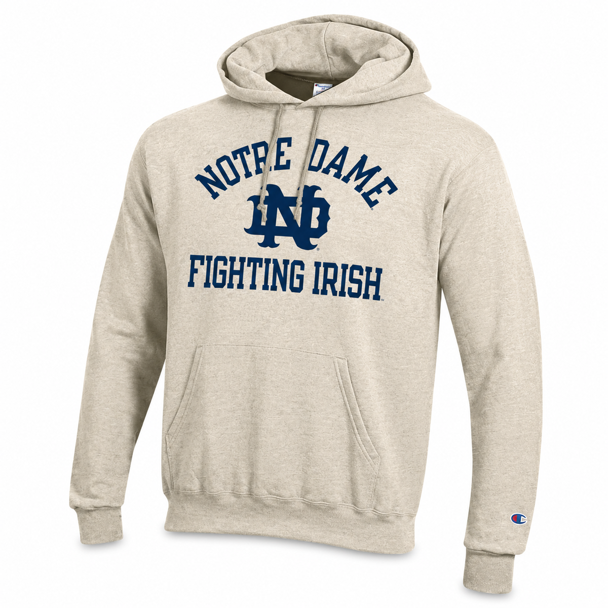 Notre Dame Fighting Irish Oatmeal Heather Champion Powerblend Fleece Hoodie for Men product image 1, provided for visual
