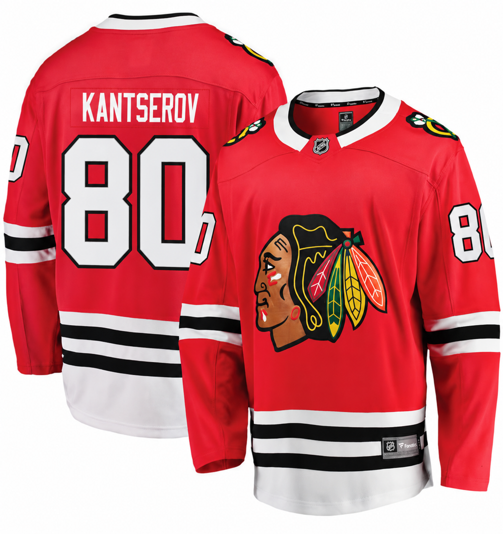 Roman Kantserov Chicago Blackhawks Red Home Fanatics Premium Twill Breakaway Replica Jersey for Men product image 1,