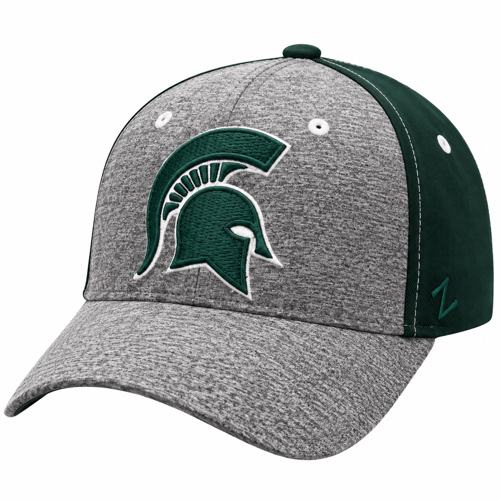 Michigan State Spartans Zephyr Graphite Two Tone Stretch Fit Hat product image 1, provided for visual reference and product