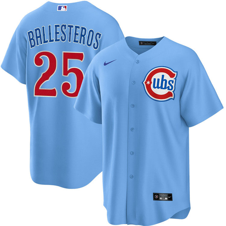 Youth Chicago Cubs Moisés Ballesteros Alternate 2 NIKE Baseline Powder Blue Replica Jersey product image 1, provided for