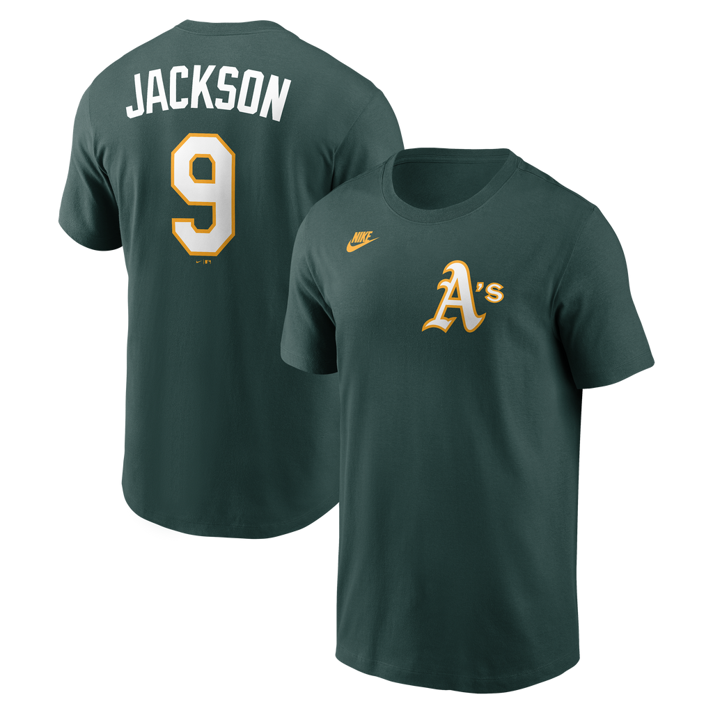 Reggie Jackson Oakland Athletics Nike Green Name & Number T-Shirt for Men product image 1, provided for visual reference and