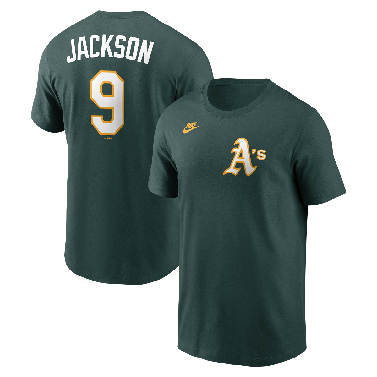 Reggie Jackson Oakland Athletics Nike Green Name & Number T-Shirt for Men product image 1, provided for visual reference and