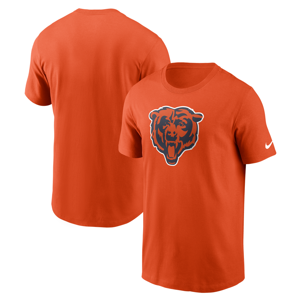 Mens Chicago Bears Nike Check Down Logo Orange T-Shirt product image 1, provided for visual reference and product detail